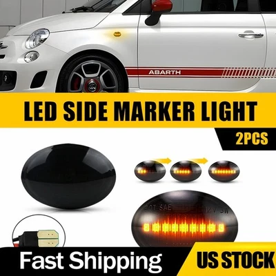 Luces de señalización laterales LED ámbar secuenciales para Fiat 500 500c 500e Abarth 2007-2019 Foto 1 de 4