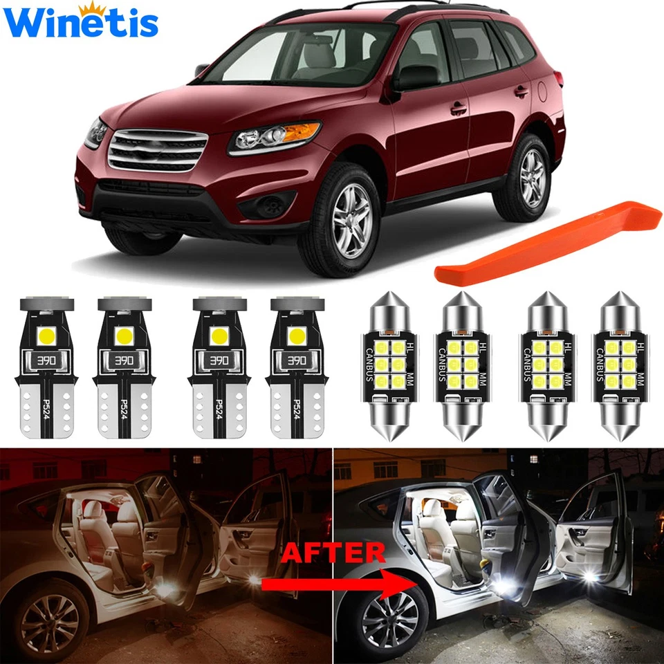 12x Bulbs Interior LED Light Kit White for 2007 2008 2009-2012 Hyundai Santa Fe - Image 1 of 4
