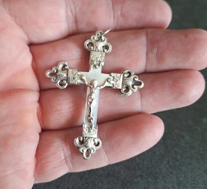 pendentif en argent massif, nacre, religieux, croix, Jésus Christ - Picture 1 of 4
