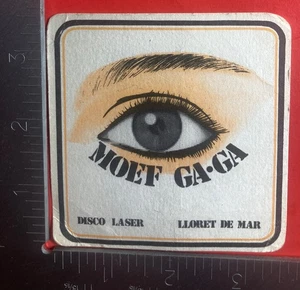 MOEF GAGA DISCO LASER LLORET DE MAR 3,5 ZOLL QUADRATISCHER BIERUNTERSETZER MOEF GA-GA - Bild 1 von 2