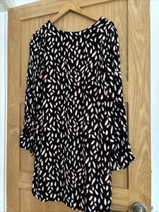 Abito donna sosandar shift nero stampato lunghezza ginocchio taglia 12 - Foto 1 di 3