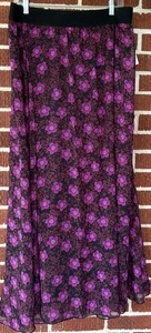LuLaRoe Lucy Purple Flowers Black Lined Maxi Skirt Size 2XL NWT - Picture 1 of 4