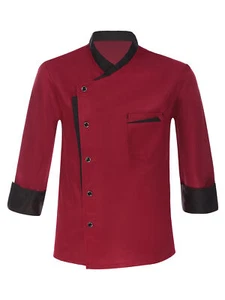 Men Chef Coat Long Sleeve Jacket Restaurant Kitchen Cooking Workwear Uniform - Picture 1 of 87