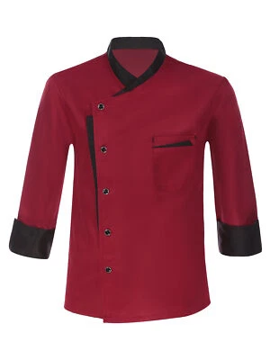 Men Chef Coat Long Sleeve Jacket Restaurant Kitchen Cooking Workwear Uniform - Image 1 of 4
