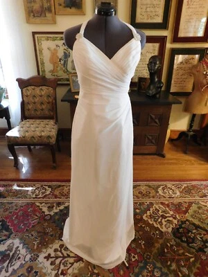 HERMOSO VESTIDO DE NOVIA AJUSTADO LÍNEA A BLANCO ACANALADO CORPIÑO ORGANZA S 4 Foto 1 de 4