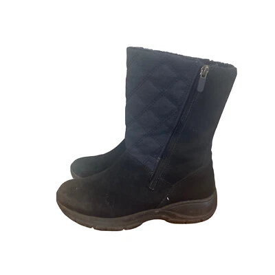 Lands End Women's Quilted Suede All Weather Boots Dark Blue Size 7.5 D Winter - Image 1 of 4