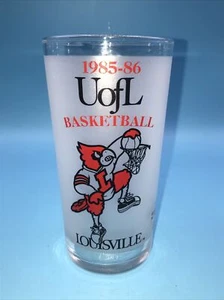 Vintage 1985 1986 University of Louisville Cardinals Basketball Drinking Glass - Picture 1 of 6