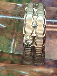 14Kt White GOLD Solitaire DIAMOND Wide Band RING SIZE 6  4 Grams - Picture 1 of 24