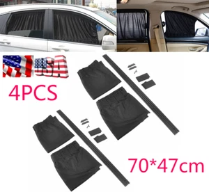 4x Car Suv Sun Shade Side Window Curtains Auto Foldable UV Protection (70*47cm) - Bild 1 von 12