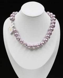 AAA++ LARGE FASHION 18 MM  PURPLE BAROQUE SHELL PEARL AKOYA STYLE NECKLACE 18" - Picture 1 of 1