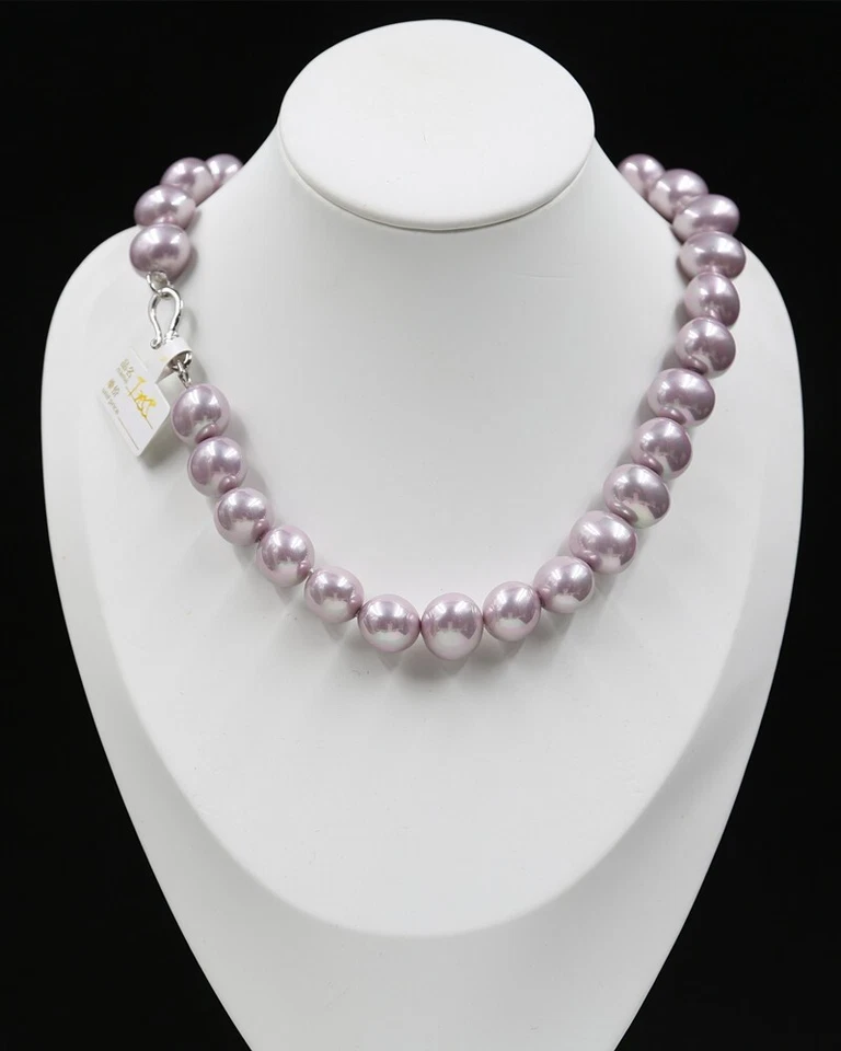 AAA++ LARGE FASHION 18 MM  PURPLE BAROQUE SHELL PEARL AKOYA STYLE NECKLACE 18" - Image 1 of 1