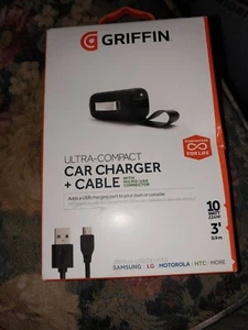 Griffin PowerJolt  10W 2.1 Amp Ultra-Compact Car Micro-Usb Charger + 3' Cable  - Picture 1 of 2