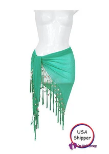 1 World Sarongs Sheer Sarong in Turquoise Green Beach Cover-Up Wrap Skirt - Picture 1 of 1