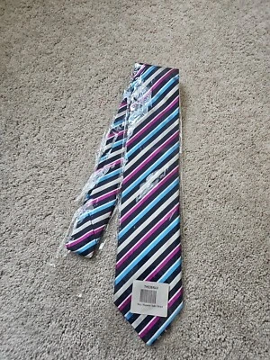 Corbata Charles Tyrwhitt Azul Marino, Rosa Diagonal Rayas Hecha en Italia Foto 1 de 4