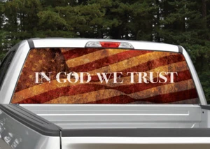 "In God We Trust" American Flag Rear Window Decal Graphic for Truck SUV - Picture 1 of 3