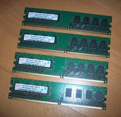4 HYNIX 1GB PC2-6400 800 MHz 240 Pin DIMM DDR2 SDRAM Memory HYMP112U64CP8-S6 - Image 1 of 2
