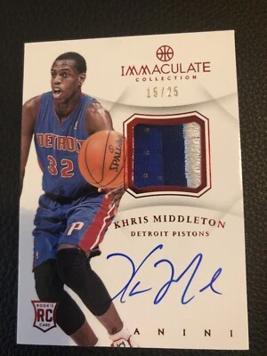KHRIS MIDDLETON 2012-13 Immaculate RUBY ON CARD AUTO PATCH #/25 RC #AP-MI Piston - Image 1 of 2