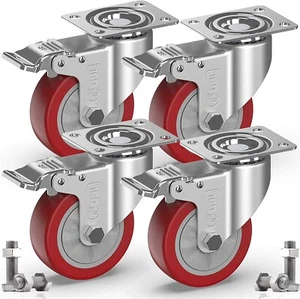 GBL 4" Heavy Duty Caster Wheels Without Brakes + Screws - up to 1320Lbs - Picture 1 of 3