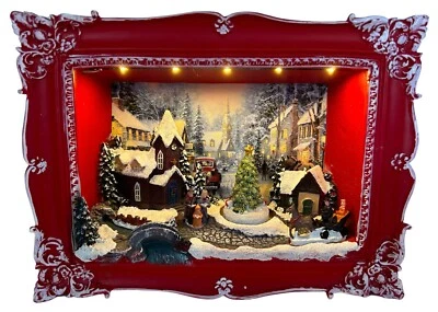 abc HOME | Wandbild Winterszene & Spieluhr | Weihnachten | LED's | Melodie - Bild 1 von 4