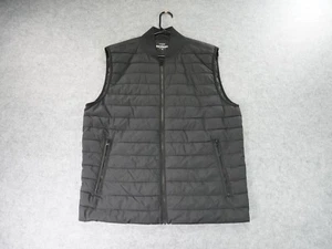 J Crew Vest Mens Medium Performance Black Full Zip Quilted Puffer Blade Collar - Picture 1 of 10