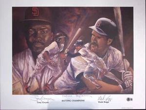 Wade Boggs & Tony Gwynn Signed 19x24 Batting Champions Lithograph BAS COA Padres - Picture 1 of 24