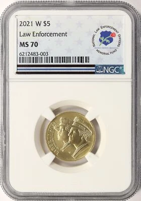 2021-W Law Enforcement $5 Gold Commemorative NGC MS70 - Image 1 of 4