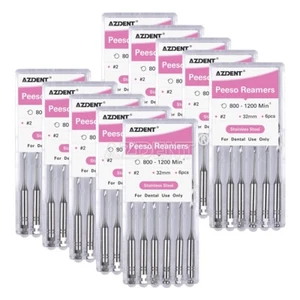 10X Dental Engine Use Stainless Steel Peeso Reamers Burs Drill 32mm #2 AZDENT - Picture 1 of 4