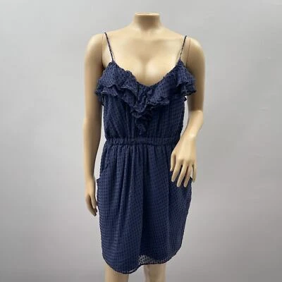 Vestido Shoshanna Mujer 8 Azul Volantes Mini Mezcla Seda Bolsillos Cóctel Fiesta Foto 1 de 4