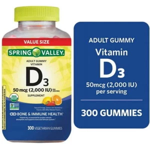 Spring Valley Non GMO Vitamin D3 Vegetarian Gummies, Assorted 50 mcg, 300 Count - Picture 1 of 5