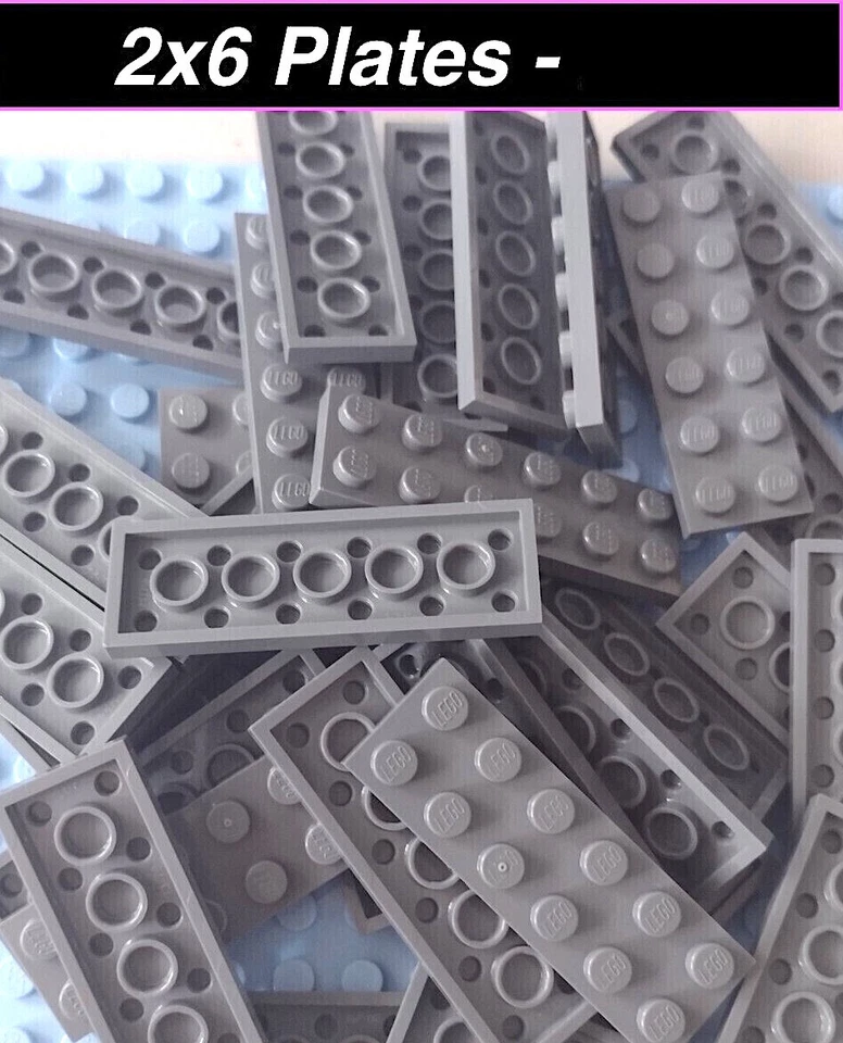 Lego 2x6 Dark Bluish Gray Plate building NEW X10 - Image 1 of 1