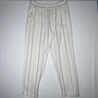 C&C California Linen Pants Thin Striped Elastic Waist Size Med Pull On Beach - Image 1 of 4