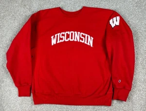 VTG Wisconsin Badger Sweatshirt Mens XL Red Champion Reverse Weave Crewneck Y2K - Picture 1 of 10