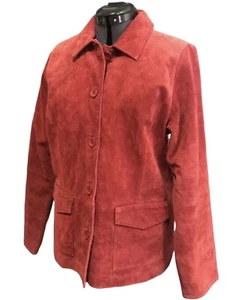 Vintage 1990s Red Suede Leather jacket retro coat S small 4 6 m medium 8 90s Y2K - Picture 1 of 10