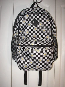 Looks Like VANS Backpack BLACK WHITE CHECK With Daisies Lunch Box Incl Brand New - Picture 1 of 12
