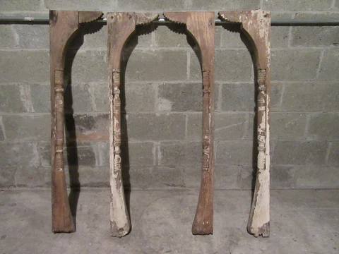 ~ SET OF 4 ANTIQUE OAK COLUMNS FROM A FIREPLACE MANTEL ~ 48 INCHES ~ SALVAGE ~ Cover