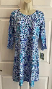 NWT ANTHONY'S Resort Wear $89 Long Sleeve Blue Starfish Casual Dress SPF 50 Sz S - Picture 1 of 14
