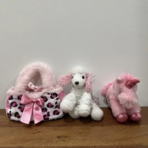 Juego de 3 peluches Aurora Poodle Fancy Pals con bolsa de transporte y unicornio rosa - Imagen 1 de 24