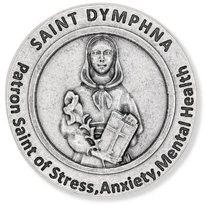 St St. Saint Dymphna Pocket Token Coin 1.2 with Prayer Catholic Patron Stress - Picture 1 of 7