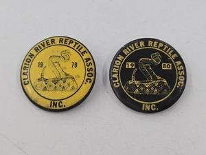 Two Pinback Buttons From The Clarion River Reptile Assoc. 1979 & 1980. - Picture 1 of 5