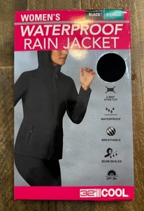 32 Degrees Cool Women's Waterproof Rain Jacket Breathable Stretch Black XL UPF30 - Picture 1 of 4