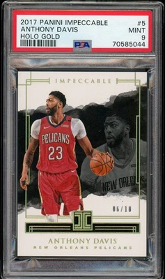 2017-18 Panini Impeccable ANTHONY DAVIS #5 Holo Gold /10 PSA 9 MINT - Image 1 of 2