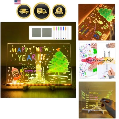 LED Note Board with Colors Light Up Acrylic Message Board Dry Erase Board - Image 1 of 4