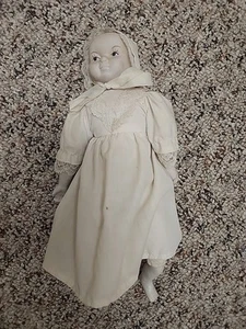 Vintage Antique Porcelain Sweet Blue Eyed Baby Doll 12" - Picture 1 of 12