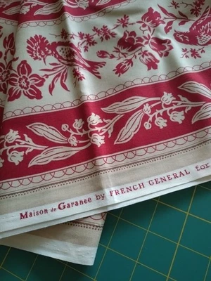 Patchworkstoff - rot und beige - French General - Bordüre - - Bild 1 von 4