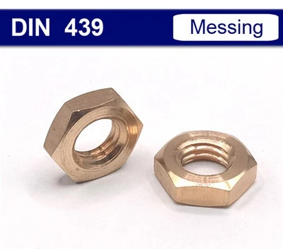 Flachmuttern DIN 439 - Mutter  Sechskantmutter flach - Messing gelb - M2 - M20 - Bild 1 von 3