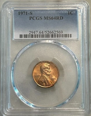 1971-S Lincoln Cent PCGS MS64RD - Image 1 of 2