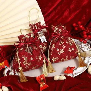 Without Words Wedding Gift Bags Cotton Blessing Packing Drawstring Bag - Picture 1 of 6