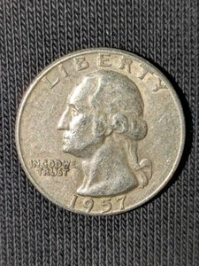 1957-D Silver Washington Quarter Extremely Fine Condition Struck Through Grease - Picture 1 of 11
