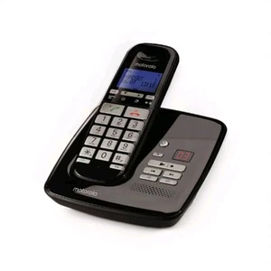 Motorola S3012 Pojedynczy cyfrowy telefon bezprzewodowy z automatyczną sekretarką w kolorze czarnym - Zdjęcie 1 z 3