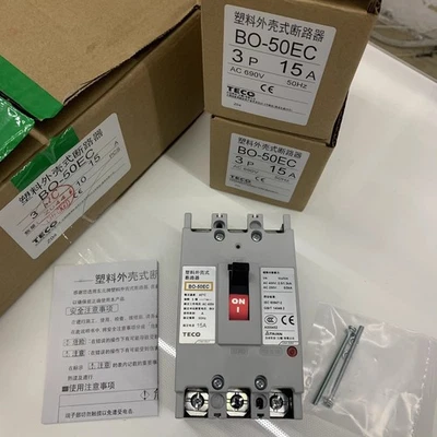 1Pcs New TECO circuit breaker BO-50EC 3P 15A - Image 1 of 2